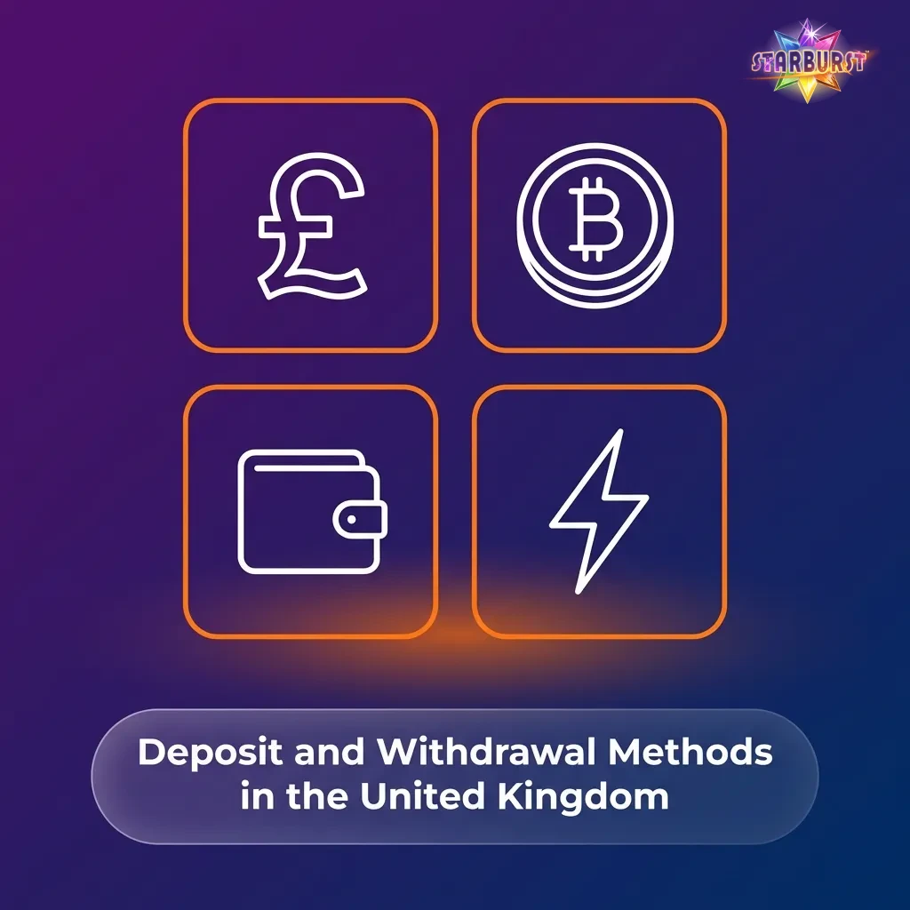 UK casino payment options including Visa, Mastercard, PayPal, Skrill, and Apple Pay for Starburst game deposits and withdrawals