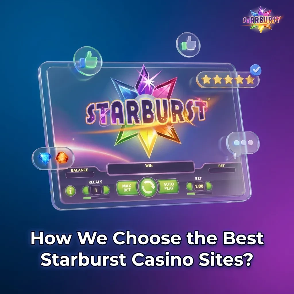 Experts reviewing laptop screens analyzing Starburst casino criteria including licenses, bonuses, payments, and security features