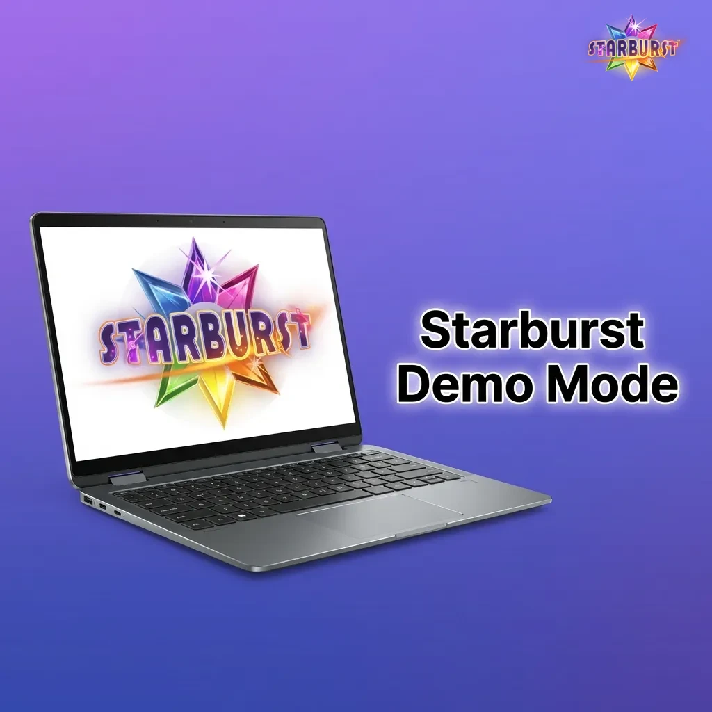 Starburst slot game interface showing demo mode with virtual credits for risk-free practice play
